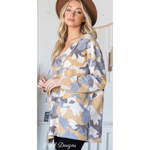 ❤️LAST! V Neck Soft Loose Fit Camo Hoodie! - Picture 8 of 9